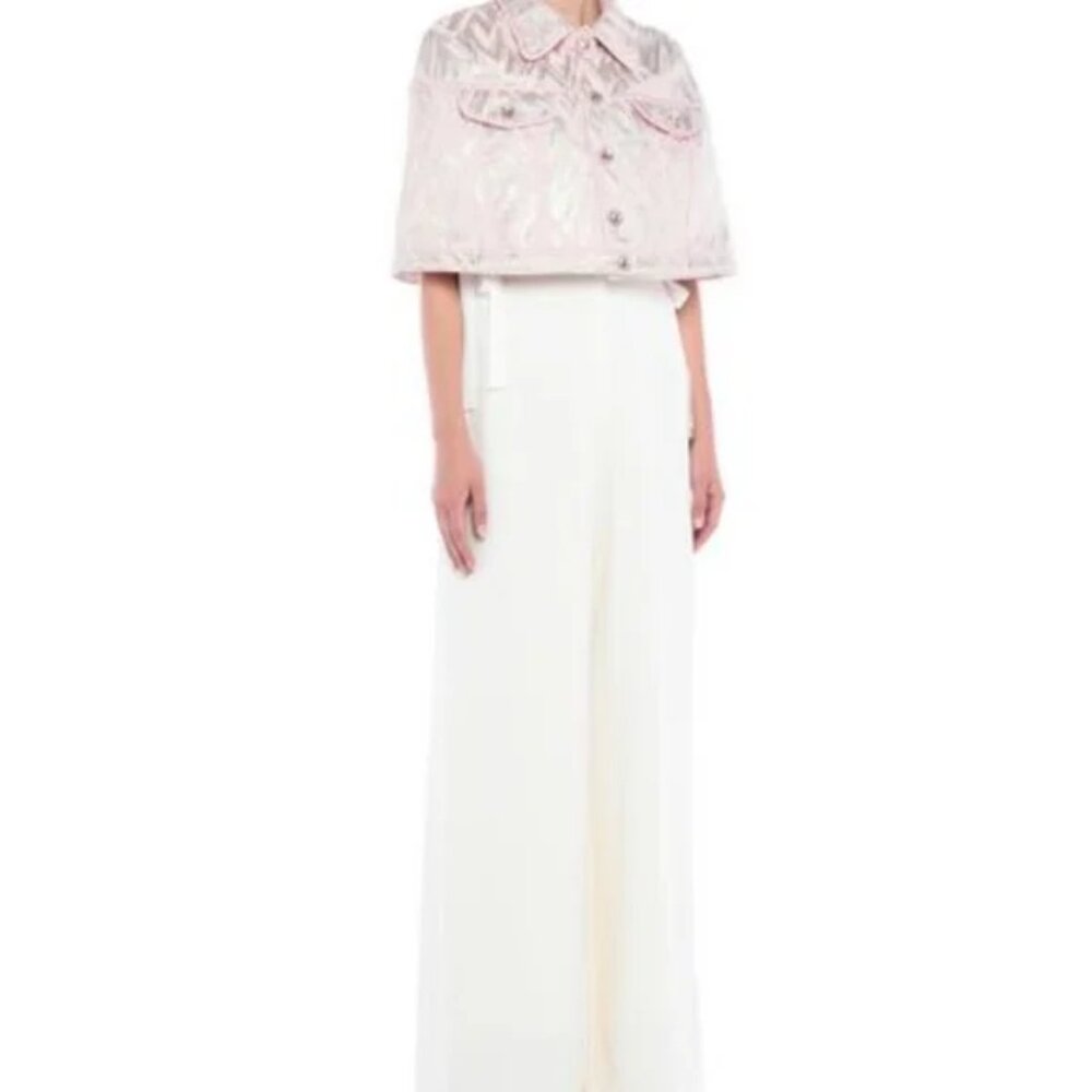 Moschino Couture Runway Brocade Pink Silver Cape Dress Jacket NWT Sz 4 - Picture 2 of 4
